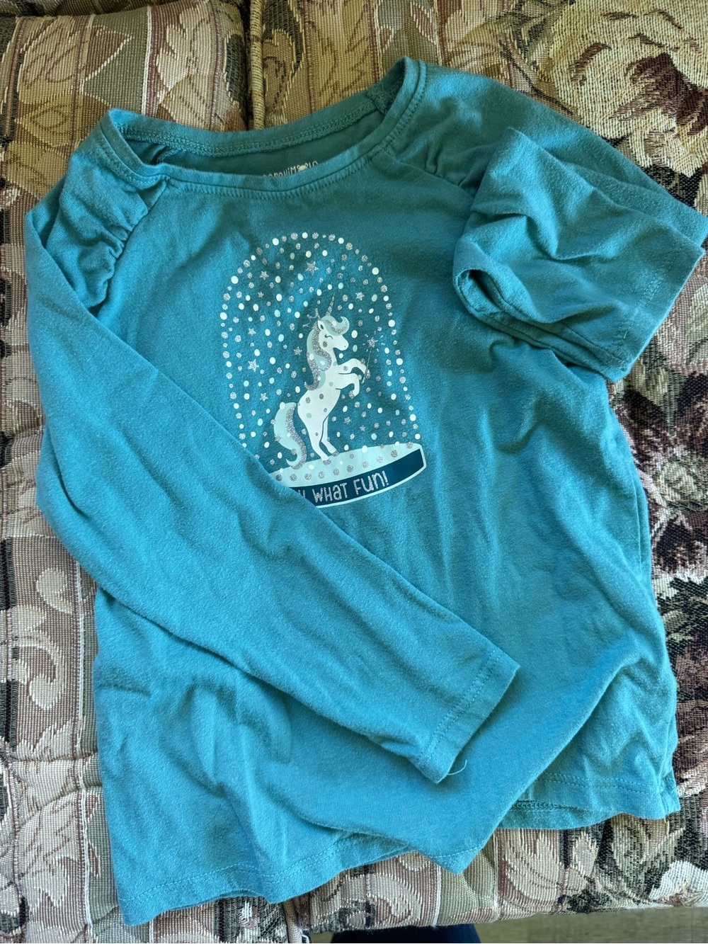 Garanimals Teal Long-Sleeve Unicorn Snowglobe Tee